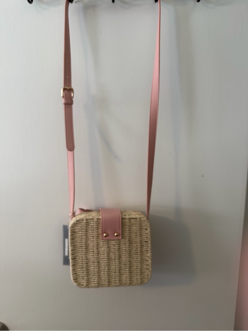 Like Dreams Straw Bow Crossbody Bag Pink NWT Bridal Shower Vacation - Picture 6 of 6